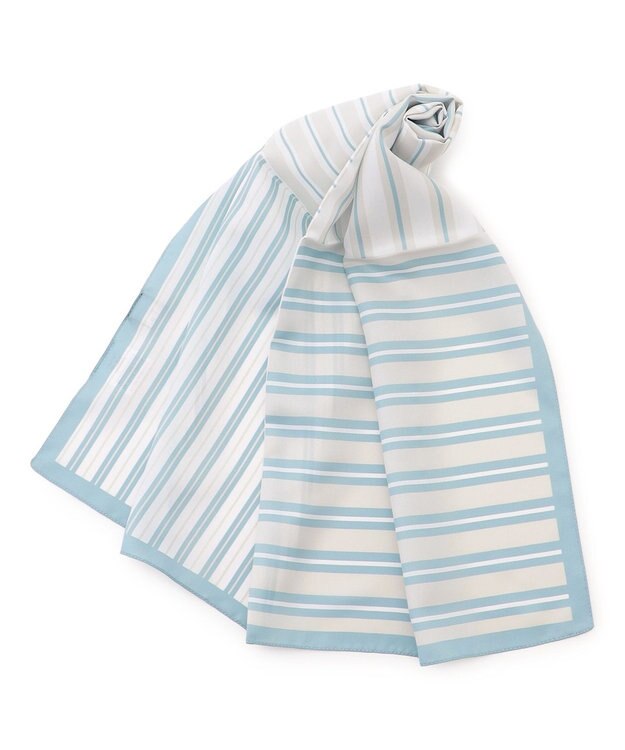J.PRESS YORK STREET 【WOMEN】マルチストライプ スカーフ サックスブルー系1