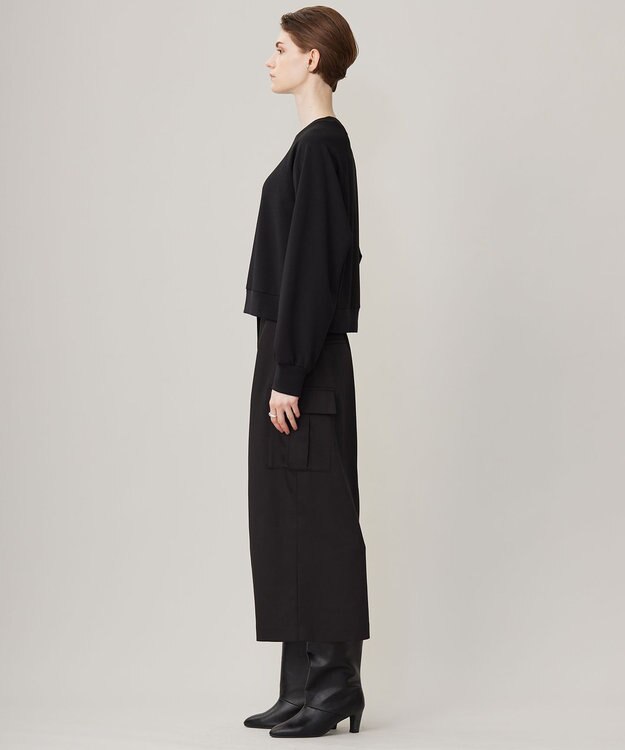 ICB 【UVカット・洗える】ジョーゼットジャージー クロップド丈プルオーバー ブラック系