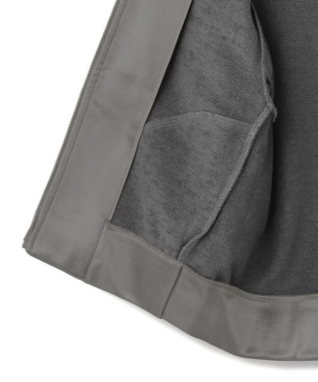 ICB 【洗える】サテンボンディング ジップアップパーカー チャコール系