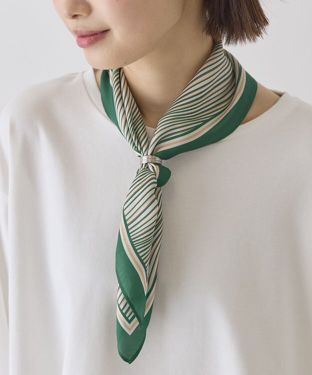 AMERICAN HOLIC 【リングSET】波ストライプ柄スカーフ Green