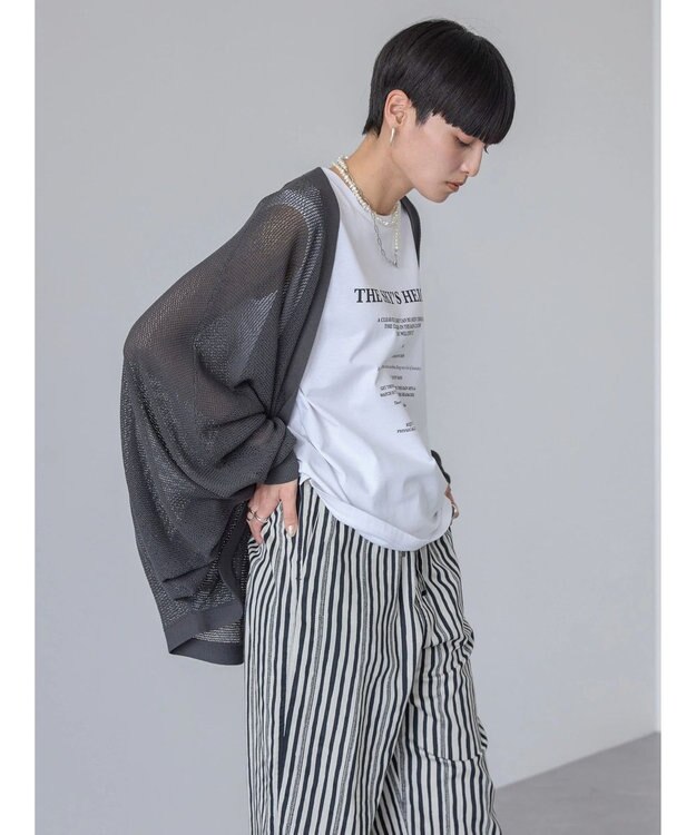AMERICAN HOLIC ニュアンスメッシュニットカーディガン Charcoal Gray