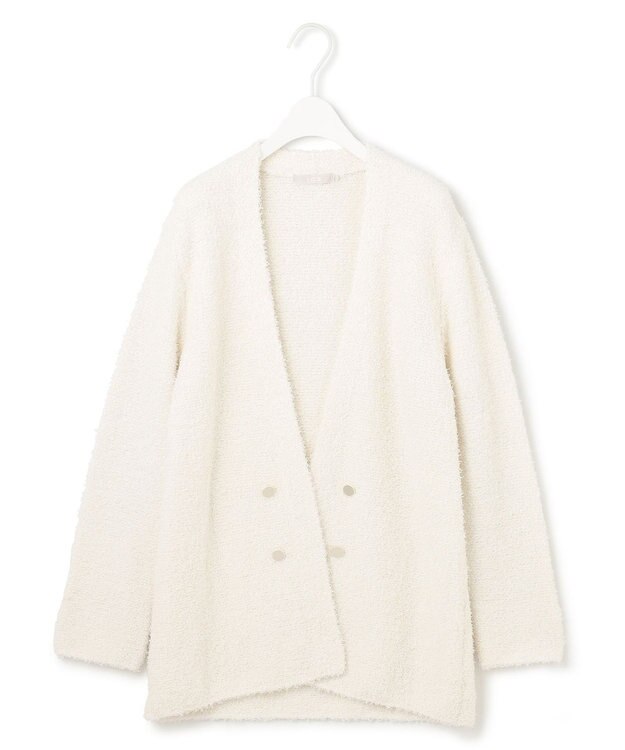 ICB L 【洗える】ペーパーモールブレンド ニットジャケット オフホワイト系