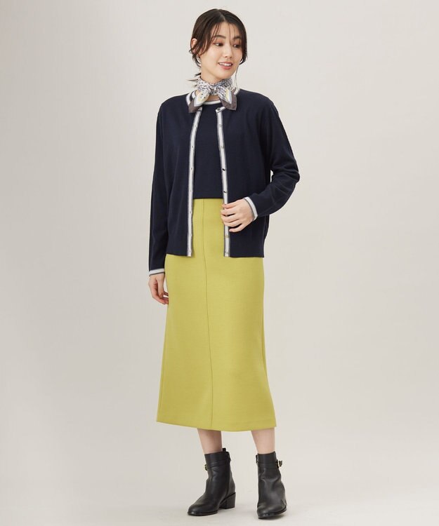 J.PRESS LADIES L 【洗える】トリムツイン ニット ネイビー系