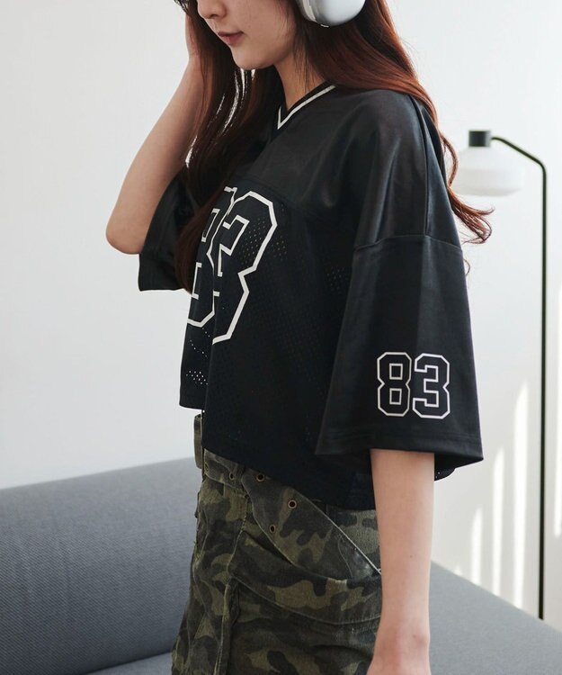 WEGO ゲームナンバリングサテンショートT ブラック