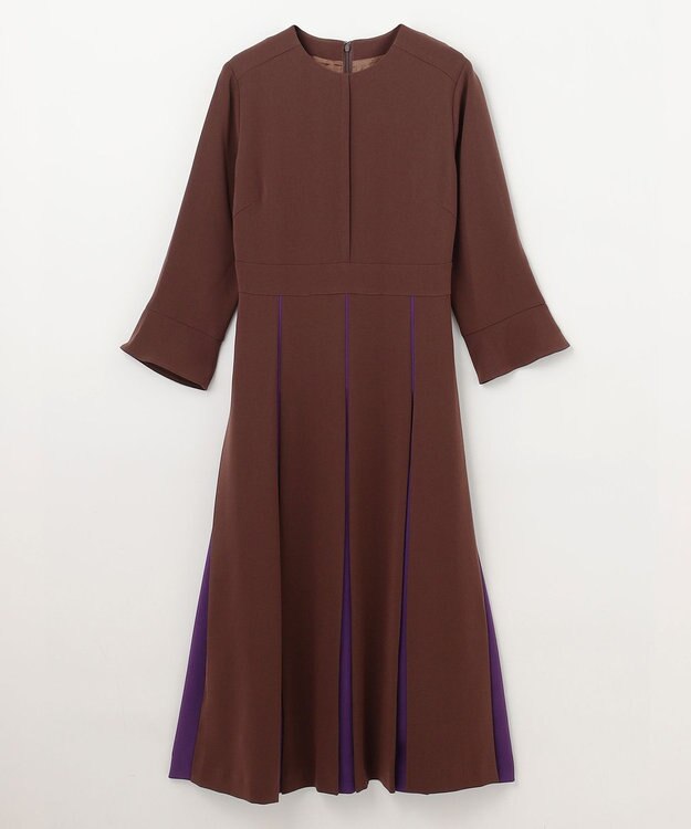 GRACE CONTINENTAL バイカラーラインドレス ブラウン