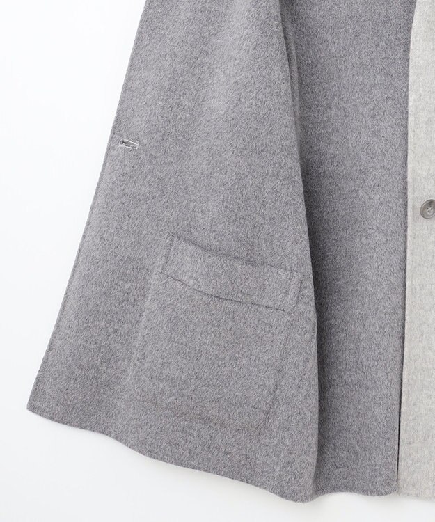 J.PRESS LADIES 【リバーシブル】ウールナイロン リバー フーデッドコート ライトグレー系