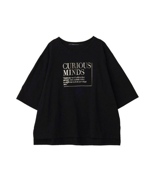 YECCA VECCA 【UVカット】ワイドスリーブ箔プリントTee Black