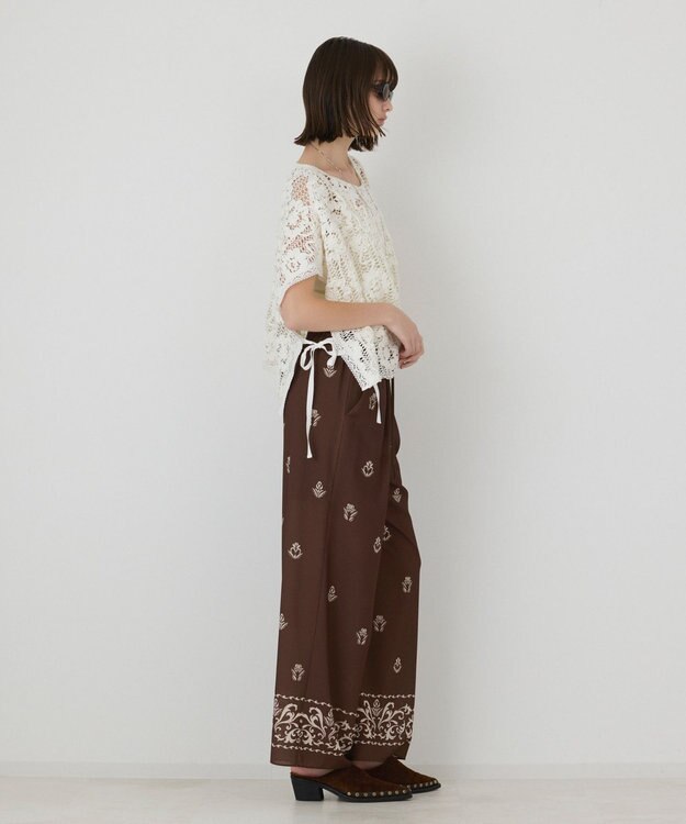 GRACE CONTINENTAL メッシュエンブロイダリーポンチョトップ キナリ