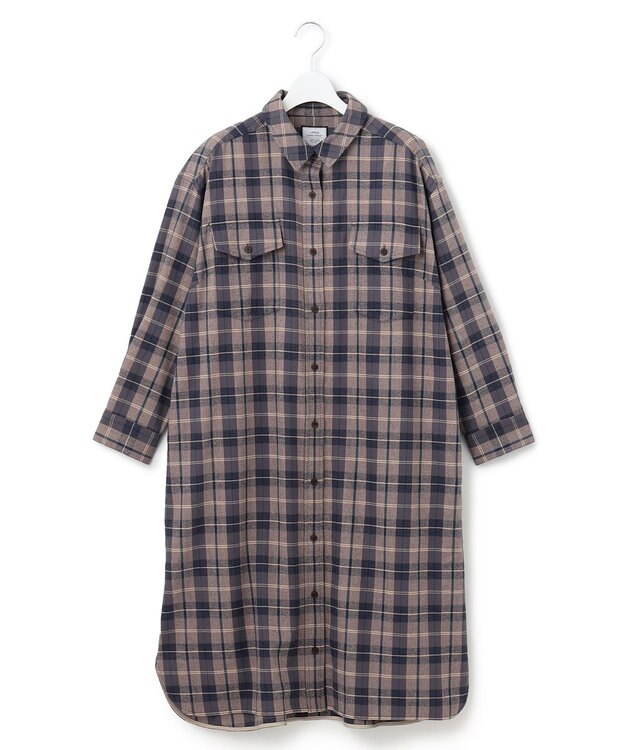 J.PRESS YORK STREET 【WOMEN】フランネル チェックシャツワンピース ライトグレー系3