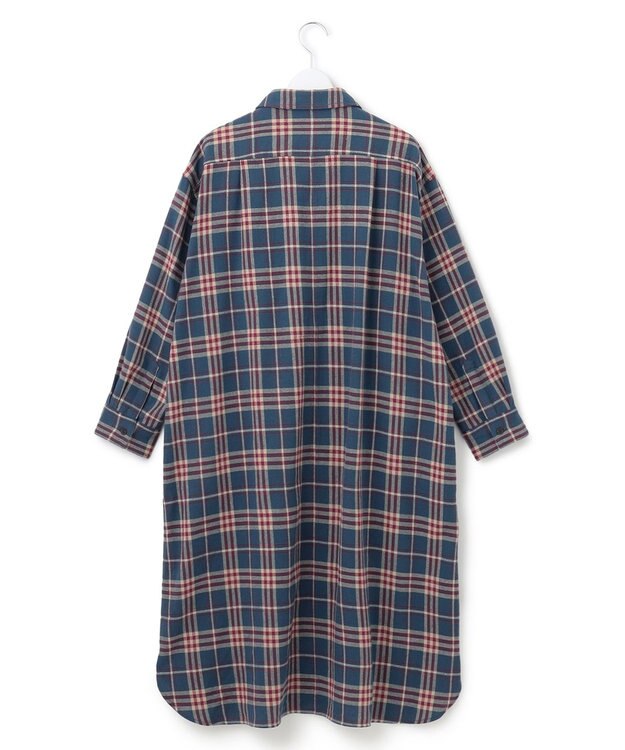 J.PRESS YORK STREET 【WOMEN】フランネル チェックシャツワンピース ブルー系3