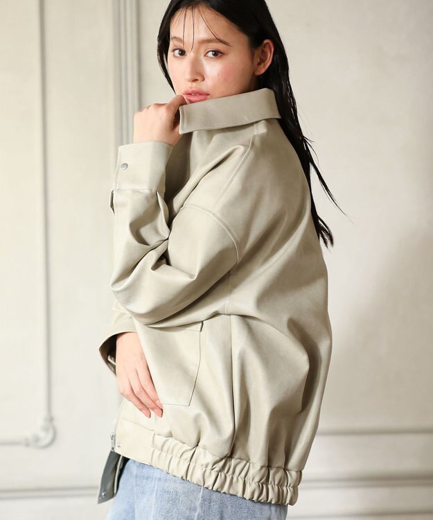 Green Parks ・ＥＬＥＮＣＡＲＥ　ＤＵＥ　合皮ステンカラーブルゾ Ivory