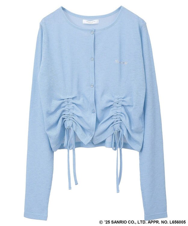 Green Parks チャーミーキティ／フロントギャザーシアーカーディガン Light Blue