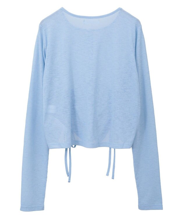 Green Parks チャーミーキティ／フロントギャザーシアーカーディガン Light Blue