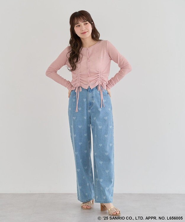 Green Parks チャーミーキティ／フロントギャザーシアーカーディガン Pink