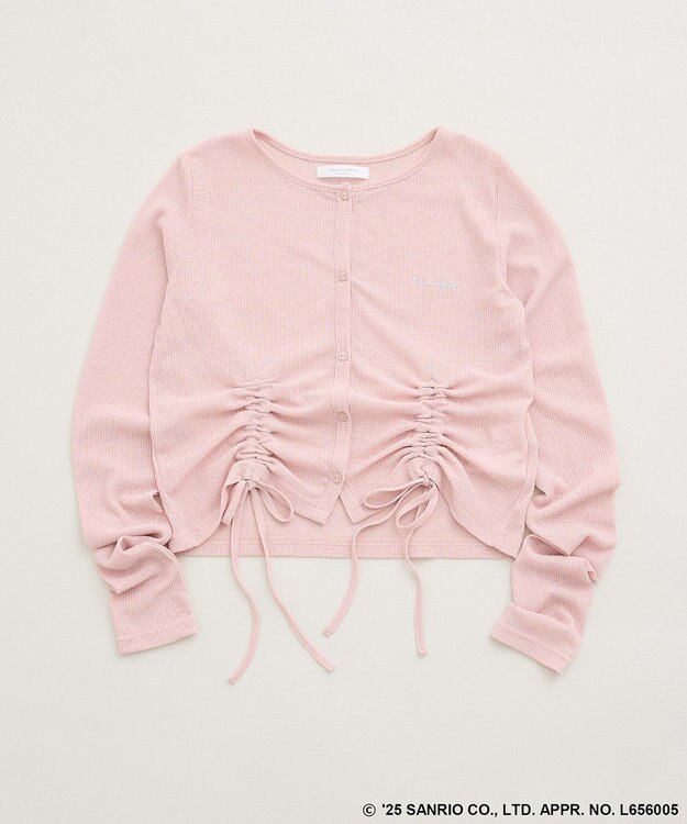 Green Parks チャーミーキティ／フロントギャザーシアーカーディガン Pink