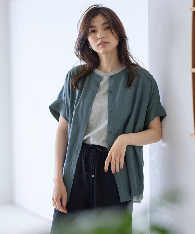 ANY フレンチリネンシャツブラウス ブルー