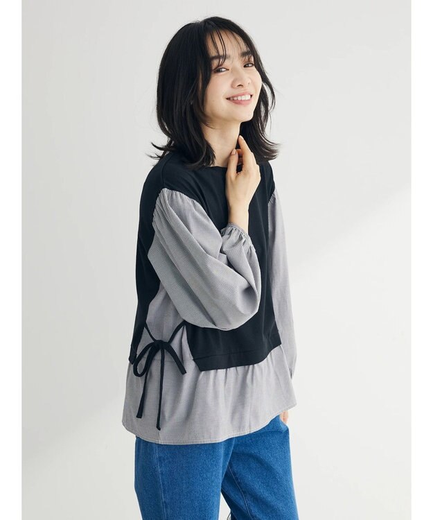 Green Parks 脇リボンドッキングプルオーバー Black