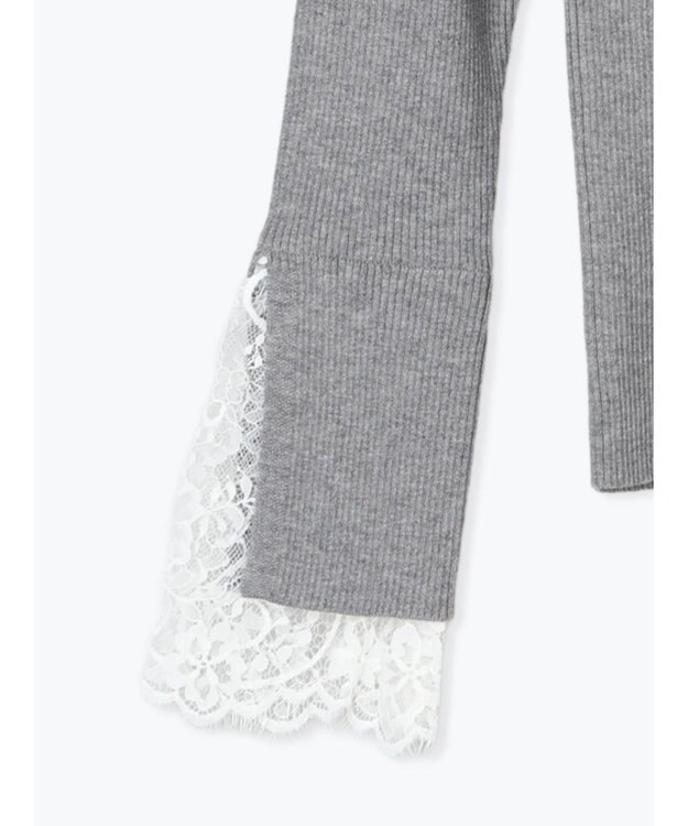 Te chichi レースカフスレイヤードニット グレー