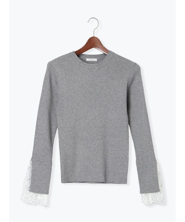 Te chichi レースカフスレイヤードニット グレー