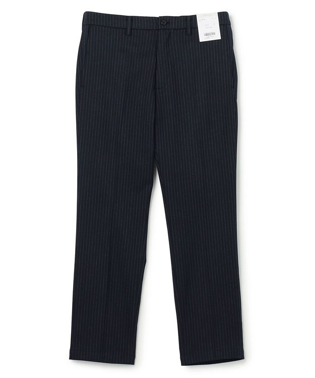 UNFILO MENS 【OCEANS 雑誌・web・YouTube 掲載】FLANNEL TOUCH 機能美パンツ スリム ネイビーストライプ