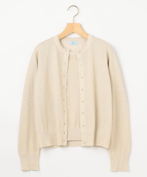 組曲 S 【WEB限定・2SET】5分袖ラメ入りアンサンブルニット ゴールド系