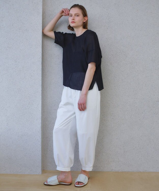 BEIGE， LIATRIS / バックリボン ハーフスリーブブラウス Black