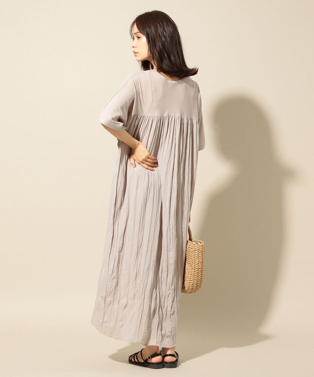 ANY ワッシャーコンビワンピース ベージュ系