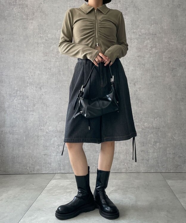 WEGO フロントギャザーＷジップロンＴ カーキ