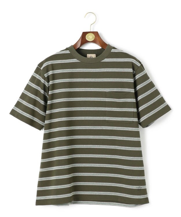 J.PRESS MEN マルチボーダー カノコTシャツ カーキ系7