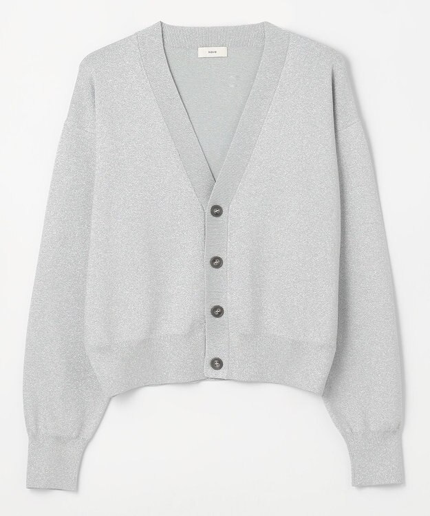 NAVE 【Nave・洗える】ラメニット カーディガン シルバー系