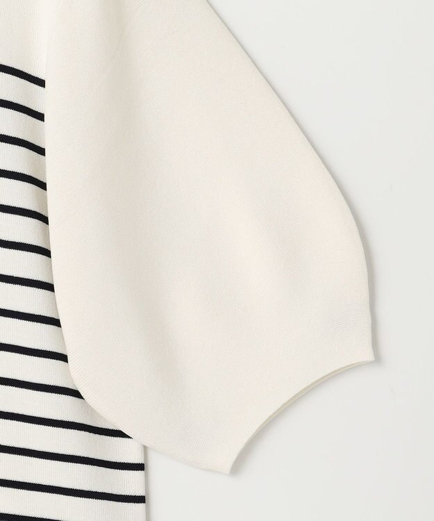 ANY パフスリーブニットプルオーバー オフ×ネイビー