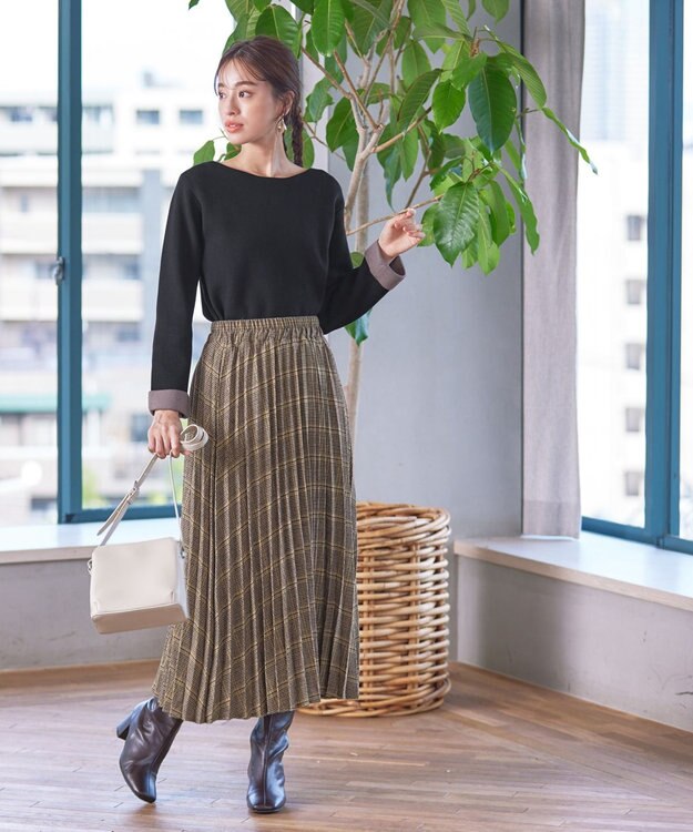 Tiaclasse 【洗える】ダブルフェイスニットトップス ブラック