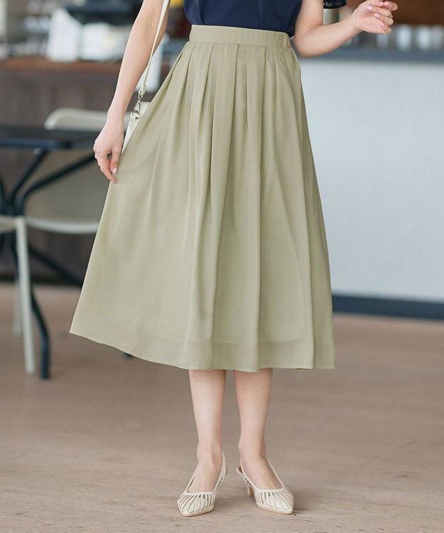 Tiaclasse L 【セットアップ対応・洗える】シアーチェックフレアスカート ミント