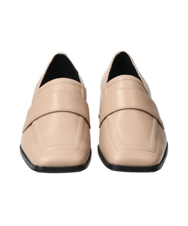 INTER-CHAUSSURES 【FABIO RUSCONI】スクエアトウレザーローファー ベージュ