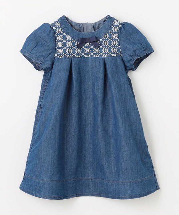 組曲 KIDS 【100㎝】レースコンビデニム ワンピース ブルー