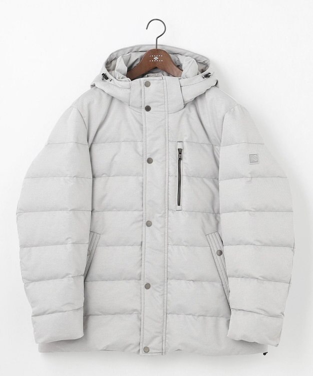 JOSEPH ABBOUD 【キングサイズ・撥水/軽量/防風/フード取り外し可/ダウン】インターレースカルゼ  ダウン ブルゾン ライトグレー系