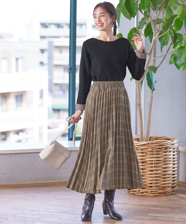 Tiaclasse 【洗える】ダブルフェイスニットトップス ブラック