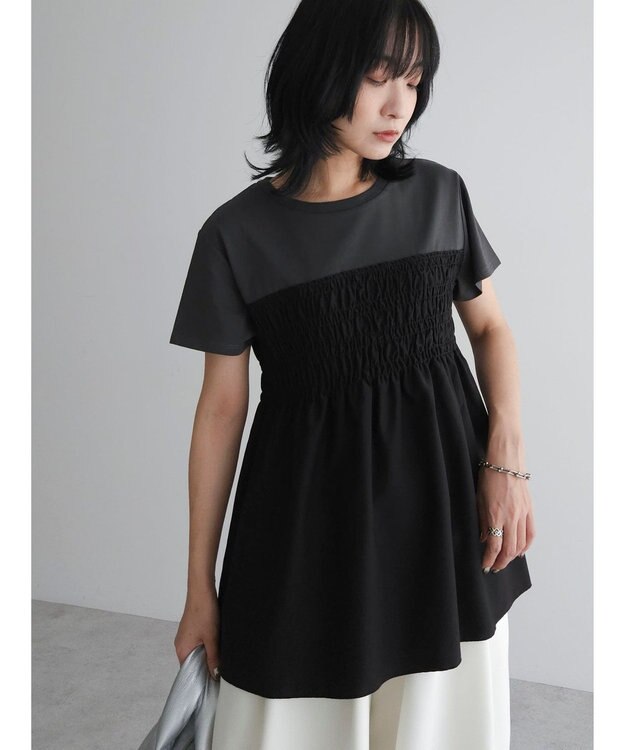 Green Parks シャーリングサテンドッキングプルオーバー Black