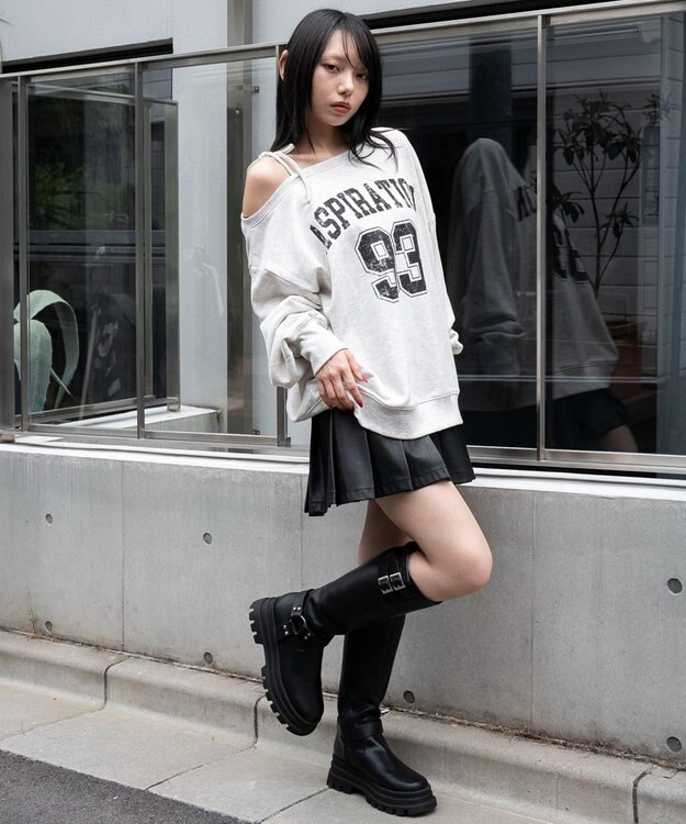 WEGO 【25年秋冬新作】2WAYグラフィックワンショルBIGスウェット 柄2