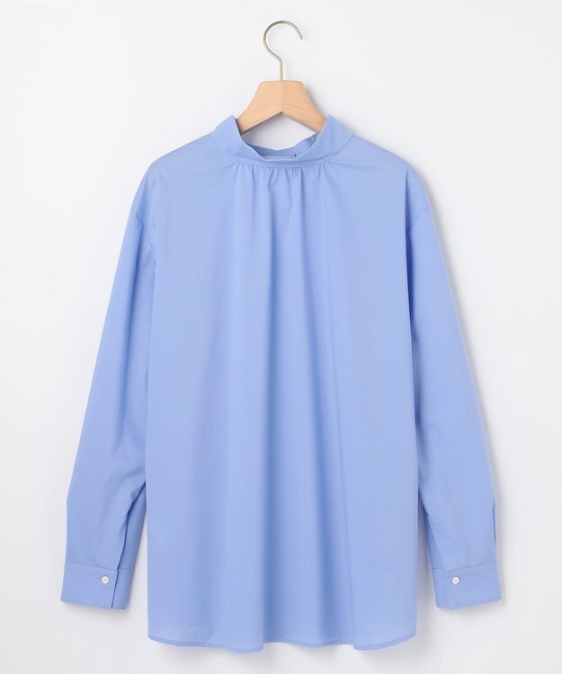 組曲 S 【加藤ローサさん着用 / 前後着用可】コットンタッチシャーティング刺繍入り ブラウス ブルー系