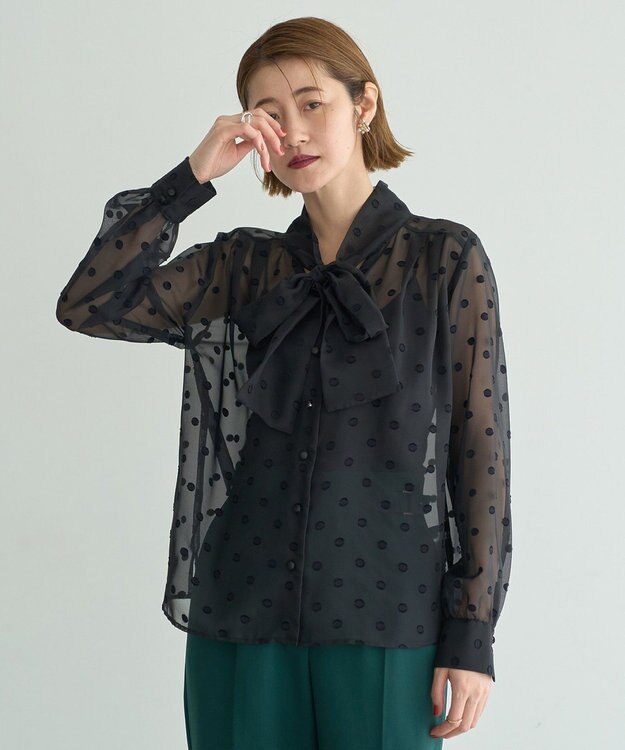 HYKE ボウタイブラウス ブラック　Sサイズ HYKEハイク ボウタイブラウス 黒サイズ1 - メルカリ