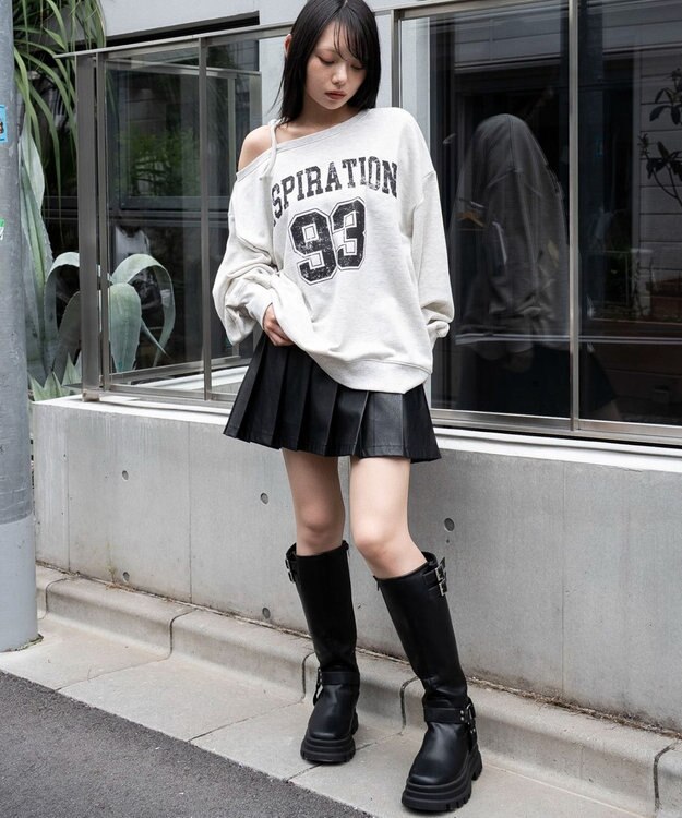 WEGO 【25年秋冬新作】2WAYグラフィックワンショルBIGスウェット 柄2