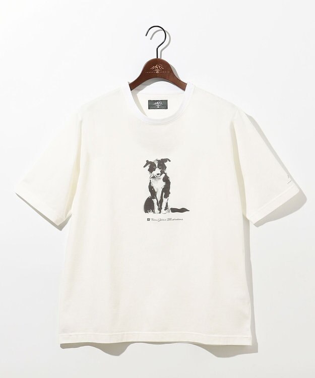 JOSEPH ABBOUD MOUNTAIN 【日本製・アーティストコラボレーション】プレーティング天竺Tシャツ ホワイト系ボーダーコリー