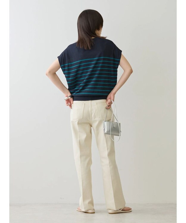 AMERICAN HOLIC 接触冷感フレンチスリーブニットプルオーバー Border Navy