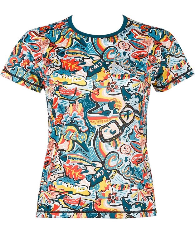 CW-X 【WOMEN】 CW-X 【CHUMS (チャムス)コラボ】 レディーストップス 薄軽ランニングシャツ 吸汗速乾(本体) UVカット率90％以上(本体) 3分袖 半袖 レディース LNY510 /ワコール ターコイズ