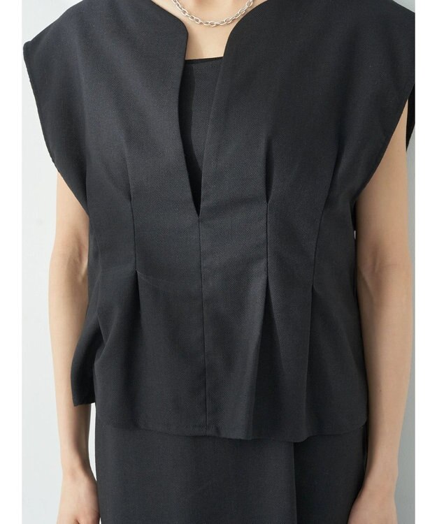 earth music&ecology ＳＥＴ２点ヘリンボーンベスト＋キャミドレ Black