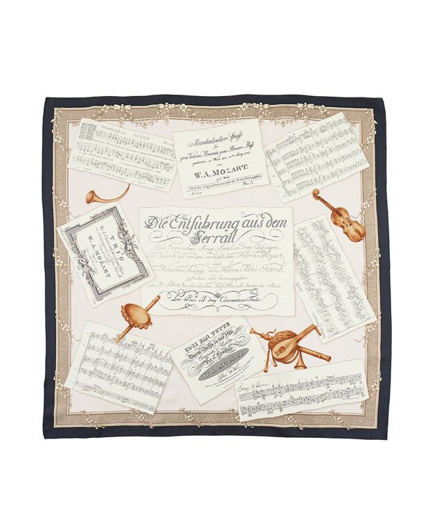 Marca 【伝統横濱スカーフ】モーツァルト  小判 シルクツイル スカーフ ネイビー