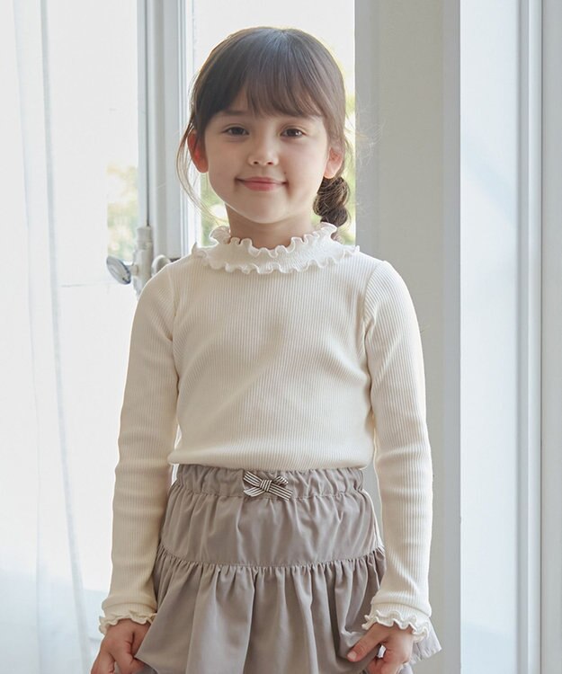 ANY KIDS テレコハイネック長袖Tシャツ エクリュ