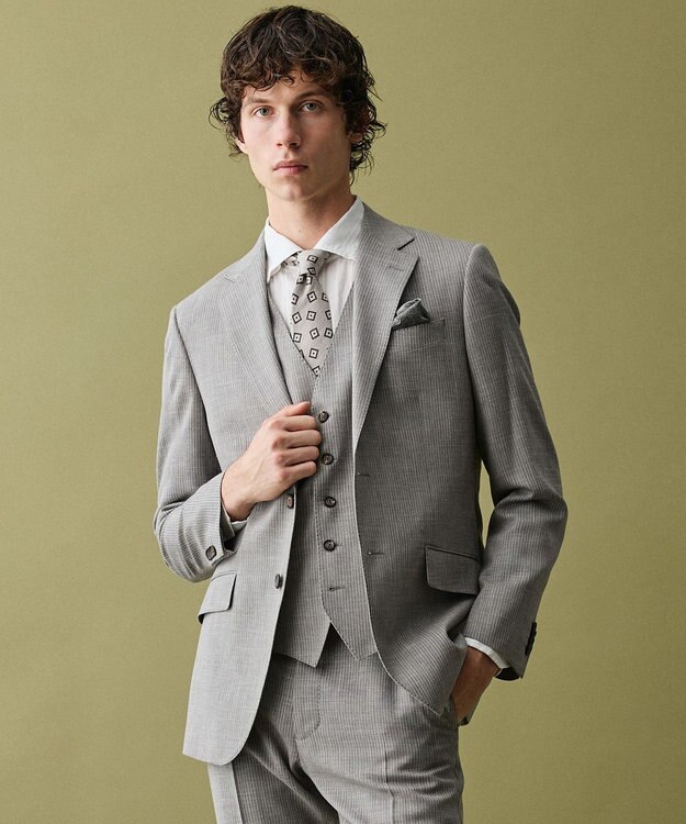 JOSEPH ABBOUD 【イタリア生地・日本製】スクエアメランジ ネクタイ ベージュ系5