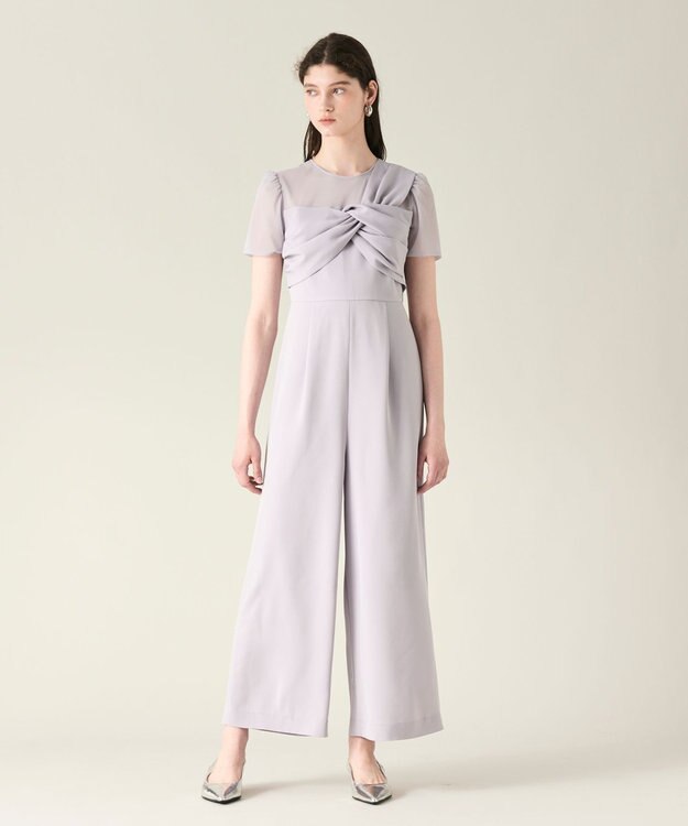 GRACE CONTINENTAL ドレープリボンサロペット グレー